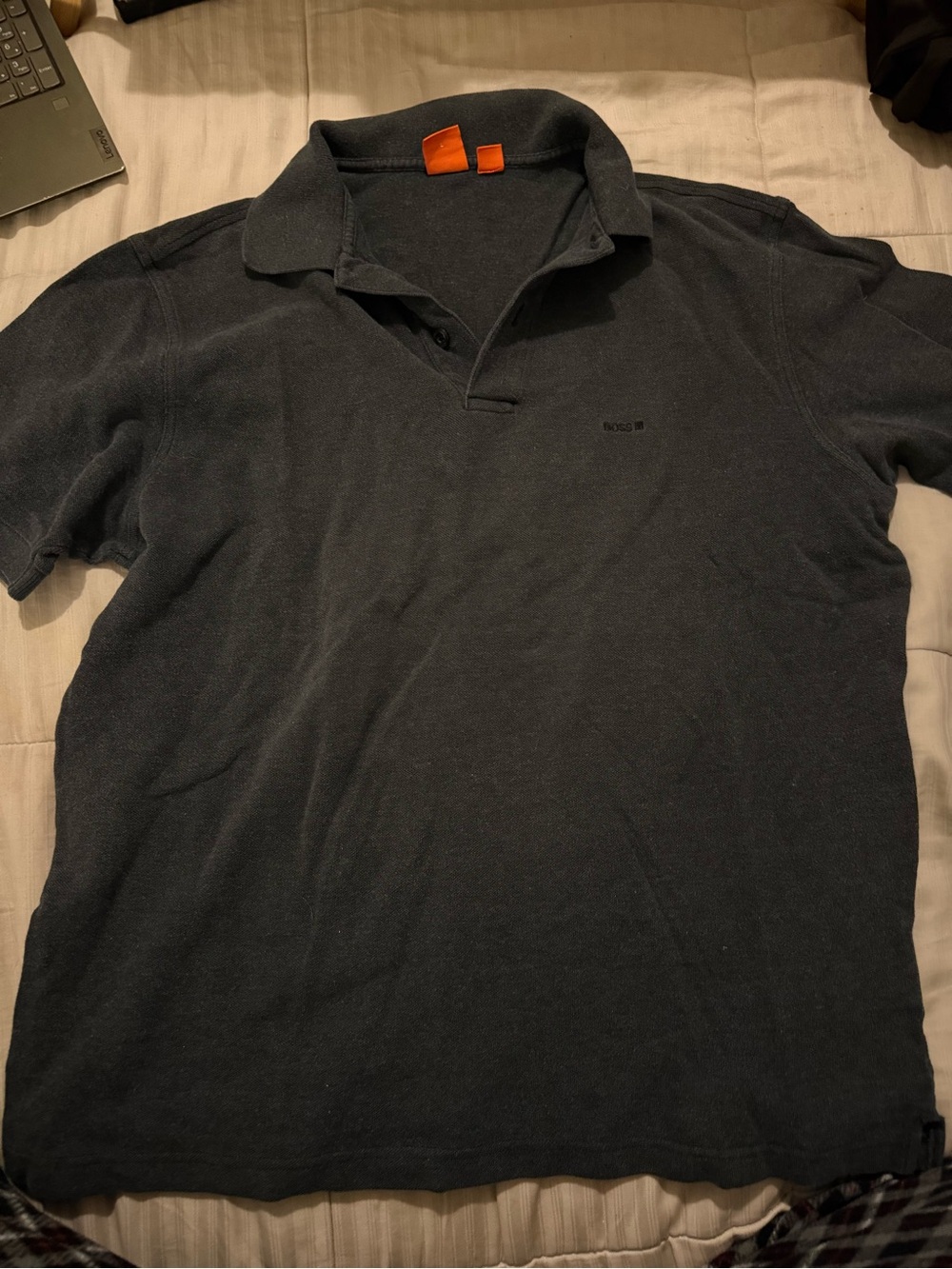Boss Men's Polo Shirt in Navy with Orange Tag